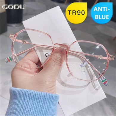 Anti Blue Light Glasses With Large Frame Vintage Square Eyeglasses Optical Lenses For Woman Men Metal Spectacle Frames