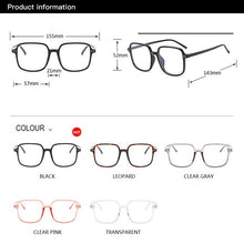 Load image into Gallery viewer, Anti Blue Light Glasses Women 2023 Big Square Eyeglasses Frame Clear Female Fake Glasses blue light blocking Computer Glasses