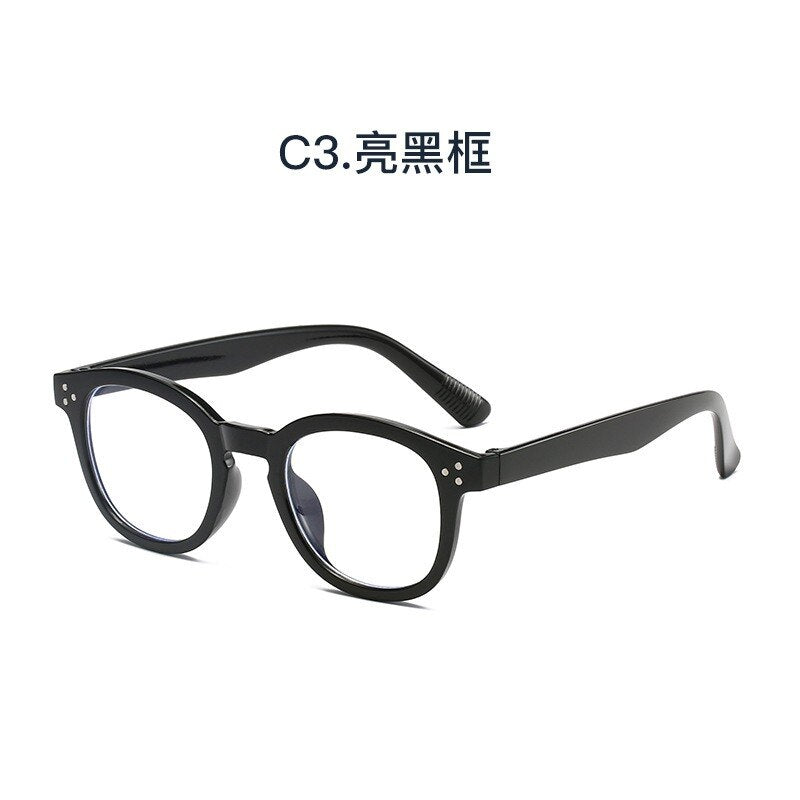 Anti Blue Light Glasses Women Vintage Trending Office Stripe Men Eyeglasses Frame Round Computer Glasses Frame Black Spectacle