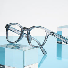 Load image into Gallery viewer, Anti Blue Light Glasses Women Vintage Trending Office Stripe Men Eyeglasses Frame Round Computer Glasses Frame Black Spectacle