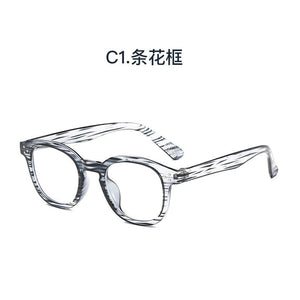 Anti Blue Light Glasses Women Vintage Trending Office Stripe Men Eyeglasses Frame Round Computer Glasses Frame Black Spectacle