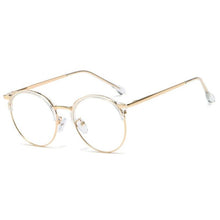 Carica l&#39;immagine nel visualizzatore di Gallery, Anti Blue Light Round Glasses Frames Men Women Half Frame Clear Lens Eyeglasses Blocking Blue Ray Computer Eyewear