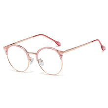 Carica l&#39;immagine nel visualizzatore di Gallery, Anti Blue Light Round Glasses Frames Men Women Half Frame Clear Lens Eyeglasses Blocking Blue Ray Computer Eyewear