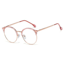 Carica l&#39;immagine nel visualizzatore di Gallery, Anti Blue Light Round Glasses Frames Men Women Half Frame Clear Lens Eyeglasses Blocking Blue Ray Computer Eyewear