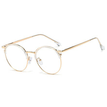 Carica l&#39;immagine nel visualizzatore di Gallery, Anti Blue Light Round Glasses Frames Men Women Half Frame Clear Lens Eyeglasses Blocking Blue Ray Computer Eyewear