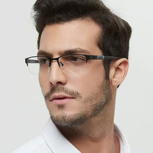 Load image into Gallery viewer, Anti Blue Light Semi Rimless Reading Glasses Square Half Frame Business Male Glasses +1.0 +1.5 +2.0 +2.5 +3.0 +3.5+4.0