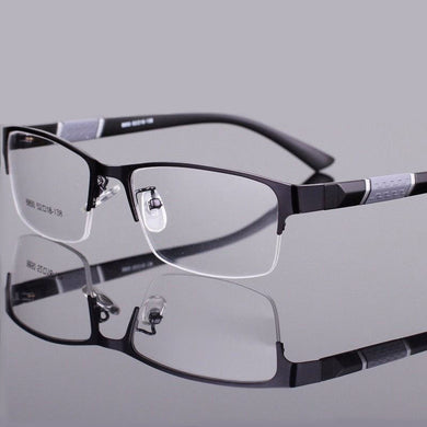 Anti Blue Light Semi Rimless Reading Glasses Square Half Frame Business Male Glasses +1.0 +1.5 +2.0 +2.5 +3.0 +3.5+4.0