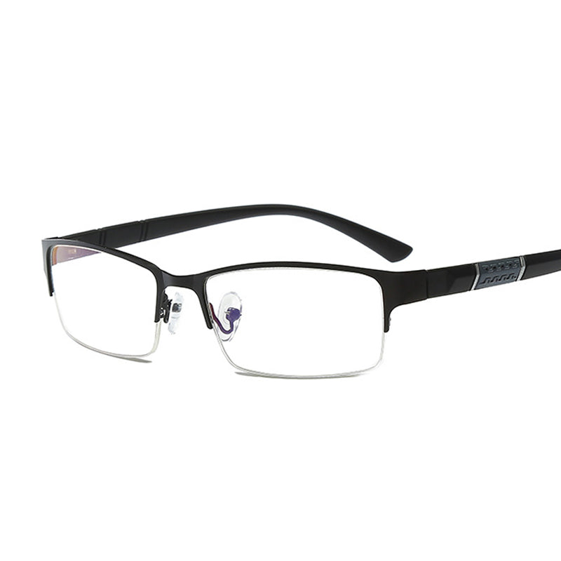 Anti Blue Light Semi Rimless Reading Glasses Square Half Frame Business Male Glasses +1.0 +1.5 +2.0 +2.5 +3.0 +3.5+4.0