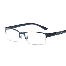 Load image into Gallery viewer, Anti Blue Light Semi Rimless Reading Glasses Square Half Frame Business Male Glasses +1.0 +1.5 +2.0 +2.5 +3.0 +3.5+4.0