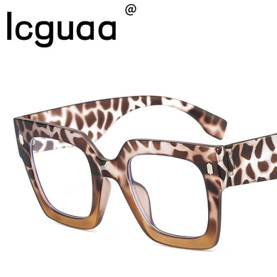 Anti-Blue Light Square Sunglasses Big Frame Myopia Red Leopard Eyewear Glasses Optical Eyeglasses Computer Reading Sunglasses
