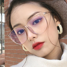 Load image into Gallery viewer, Anti-Blue-ray Large Frame Round Spectacle Frame Plain Face Spectacle Frame Ultra Light Art Flat Lens