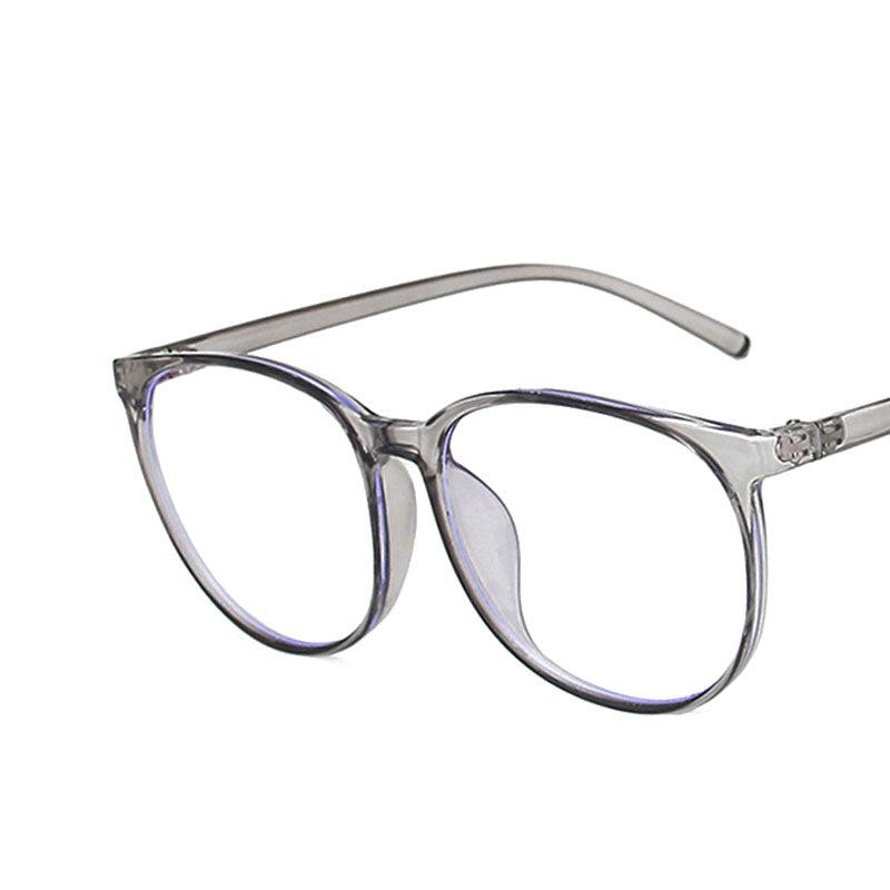 Anti-Blue-ray Large Frame Round Spectacle Frame Plain Face Spectacle Frame Ultra Light Art Flat Lens