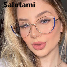 Load image into Gallery viewer, Anti-blue Light Cat Eye Glasses For Women Brand TR90 Compter Myopia Eyeglasses Female Alloy Round Shades Black Pink