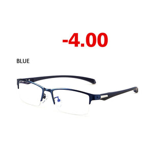 Anti-blue Light Myopia Glasses Optical Men's Student Finished Myopia Glasses Prescription Glasses Frame Half-frame -1.0 -4.0