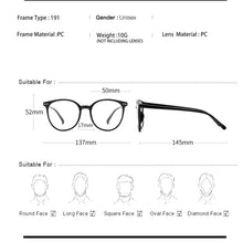 Load image into Gallery viewer, Anti-blue Protection Glasses Round Optical Prescription Computer Glasses Frame Women Anti Blue Transparent Decorative Glasses