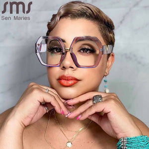 Anti-blue Women Glasses Frames Optical Clear Transparent Lens Myopia  Metal Frame Prescription Eyewear Computer Glasses