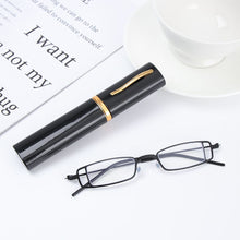 Load image into Gallery viewer, Anti-fatigue Unisex Reading Glasses with Pen Tube Case Portable Presbyopic Glasses Metal Case Eyeglasses Vision Care +1.00~+4.00