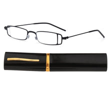 Load image into Gallery viewer, Anti-fatigue Unisex Reading Glasses with Pen Tube Case Portable Presbyopic Glasses Metal Case Eyeglasses Vision Care +1.00~+4.00