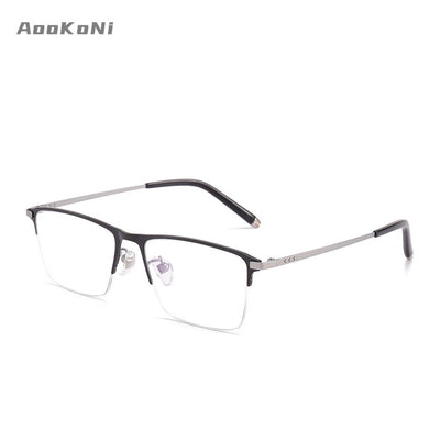 AooKoNi Business Half-rim Optical Glasses Frames Memory Myopia Pure Titanium Super Light Flexible Frame Prescription Glasses