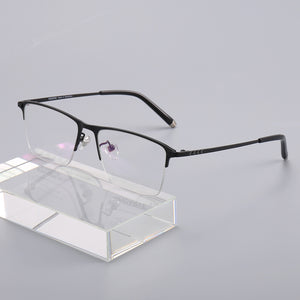 AooKoNi Business Half-rim Optical Glasses Frames Memory Myopia Pure Titanium Super Light Flexible Frame Prescription Glasses