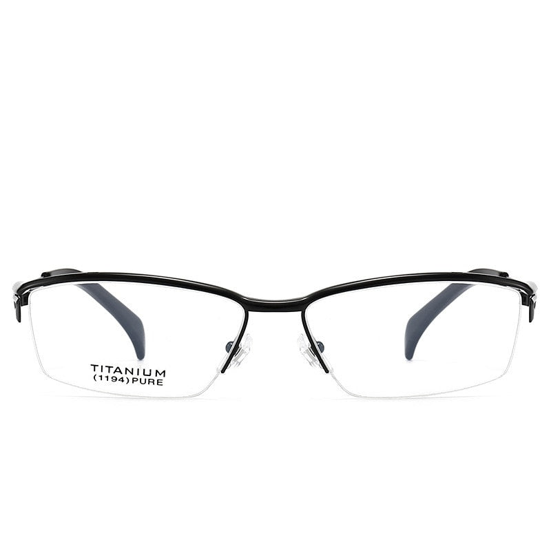AooKoNi Men's Business Pure Alloy Titanium Myopia Optical Glasses Half-Frame Exquisite Optica Prescription Flexible Frame