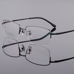 AookoNi Pure 100% Titanium Glasses Half-frame Business Men's Myopia Optical Frames  Retro Glasses prescription AK7807