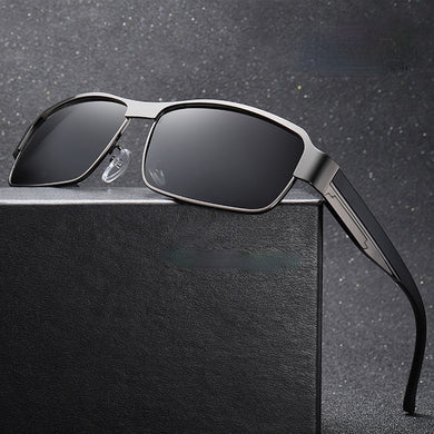 Aoron Men's Polarized Sunglasses Driving Fishing Male Vintage Metal Sun Glass Man Anti-glare UV400 Square Glasses