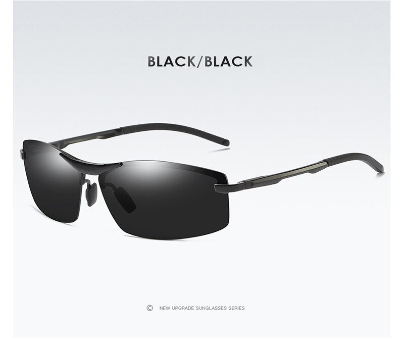 Aoron Mens Polarized Sunglasses Driving Rectangle Sun Glasses Aluminum Frame Suglasses Men UV400 Anti-Reflective