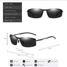 Carica l&#39;immagine nel visualizzatore di Gallery, Aoron Mens Polarized Sunglasses Driving Rectangle Sun Glasses Aluminum Frame Suglasses Men UV400 Anti-Reflective