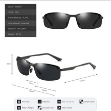 Carica l&#39;immagine nel visualizzatore di Gallery, Aoron Semi-Rimless Mens Polarized Sunglasses Driver Sunglasses Men, Aluminum Magnesium Frame Sun Glasses UV Protection