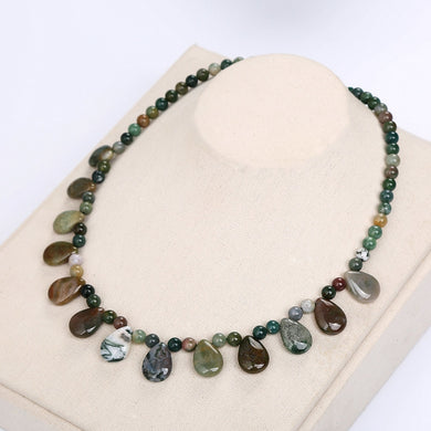 Aquatic Agate Necklace Natural Stone Water Drop Pendant Jewelry Women Party Beads Crystal Chain Couple Necklace Clothing Jewelry