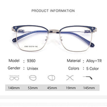 Load image into Gallery viewer, Arvin Men&#39;s TR90 Alloy Frames Retro Square  Brand Designer Eyeglass Business Myopia Optical Glasses Frame