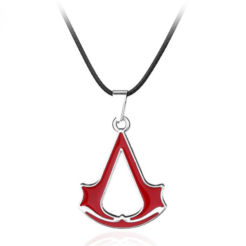Assassin's Creed Anime Leather Red Necklace Men Favorite Movie Assassin's creed Necklace assasins cospl Pendant Jewelry Gift