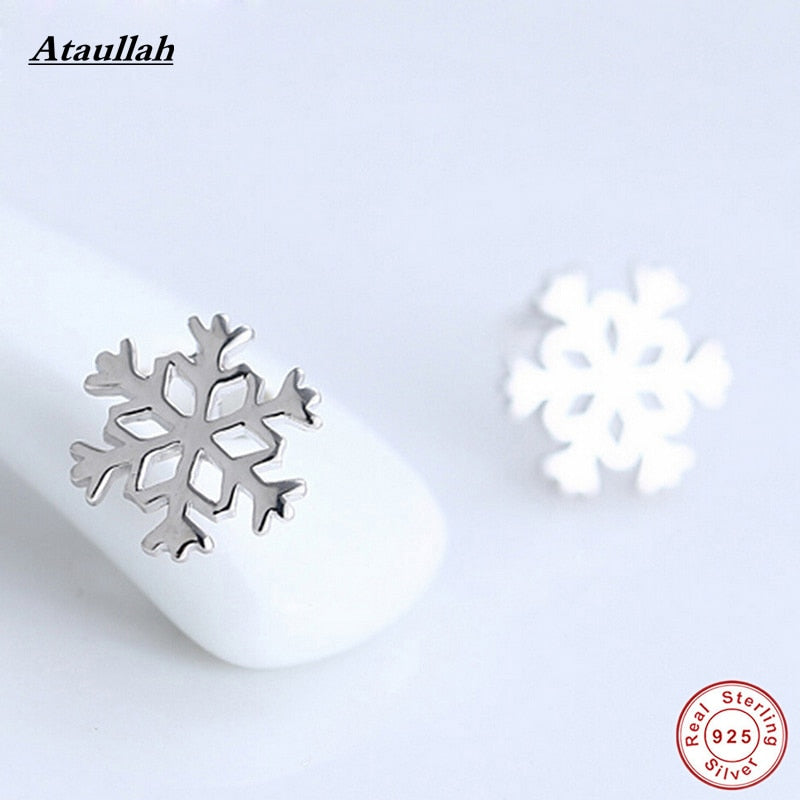 Brand New Snowflake Pure 925 Sterling Silver Stud Earrings for Women Silver 925 Jewelry Party Earrings EWS210-1