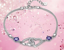 Carica l'immagine nel visualizzatore di Gallery, Fashion 925 Sterling Silver Heart Amethyst Charm Bracelets For Women Four Leaf Clover Fine Jewelry BSW313