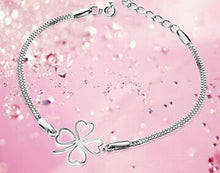 Carica l'immagine nel visualizzatore di Gallery, Fashion 925 Sterling Silver Heart Amethyst Charm Bracelets For Women Four Leaf Clover Fine Jewelry BSW313