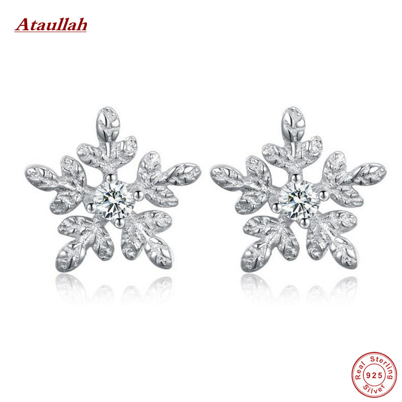 Hot Fashion 925 Sterling Silver Stud Earrings for Women Snowflake Fine Sterling-Silver-Jewelry SSE002-F