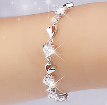 Load image into Gallery viewer, Romantic Love Heart Natural Crystal Sapphire 100% 925 Sterling Silver Jewelry Heart Bracelets for Women BSW306-F