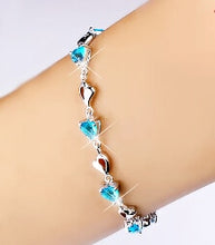 Load image into Gallery viewer, Romantic Love Heart Natural Crystal Sapphire 100% 925 Sterling Silver Jewelry Heart Bracelets for Women BSW306-F