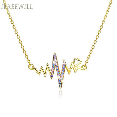 Austrian Crystal 925 Silver Necklaces for woman Heart-shaped fashion Electrocardiogram Ornaments Originality
