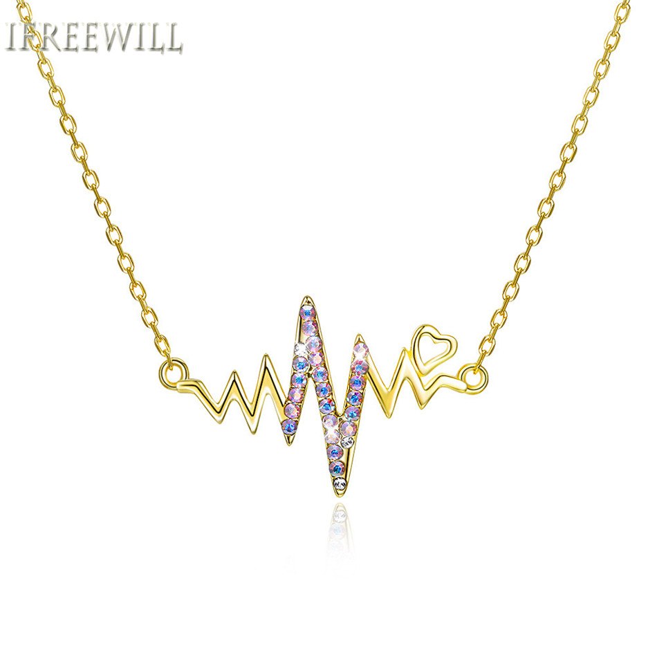 Austrian Crystal 925 Silver Necklaces for woman Heart-shaped fashion Electrocardiogram Ornaments Originality