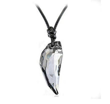 Carica l&#39;immagine nel visualizzatore di Gallery, Austrian Crystal The teeth of the Wolf pendant chains long Leather men jewelry necklace 10 colours