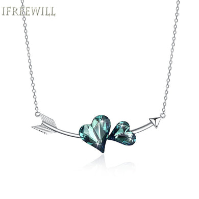 Austrian Crystal woman Necklace Concise 925 Silver Love Form Clavicle Chain Gift for girlfriend