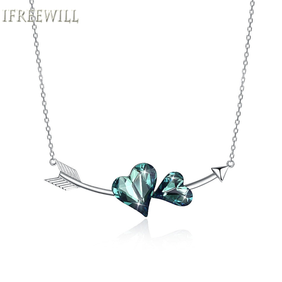 Austrian Crystal woman Necklace Concise 925 Silver Love Form Clavicle Chain Gift for girlfriend