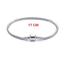Load image into Gallery viewer, Authenetic 925 Sterling Silver Bracelet Snake chain Lobster Clasp Basic Bracelet Bangle Fit Women Bead Charm DIY Europe Jewelry