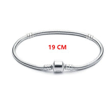 Load image into Gallery viewer, Authenetic 925 Sterling Silver Bracelet Snake chain Lobster Clasp Basic Bracelet Bangle Fit Women Bead Charm DIY Europe Jewelry