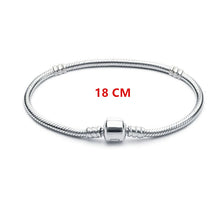 Load image into Gallery viewer, Authenetic 925 Sterling Silver Bracelet Snake chain Lobster Clasp Basic Bracelet Bangle Fit Women Bead Charm DIY Europe Jewelry