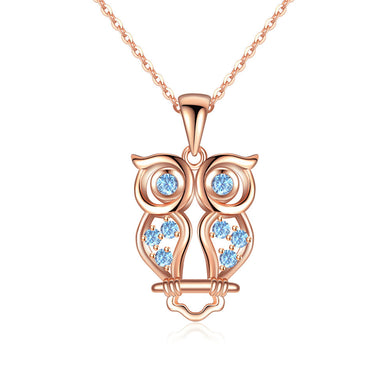 Autentica collana con gufo animale carino in argento sterling 100% 925. Collane con pendenti e collane con piccola aquila per un regalo elegante per la nascita della signora 