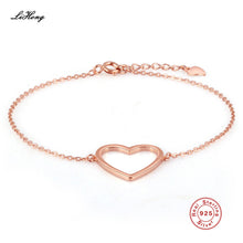 Load image into Gallery viewer, Authentic 925 Sterling Silver Heart Bracelet Rose Gold/Silver Color Adjustable Link Chain Bracelets Jewelry