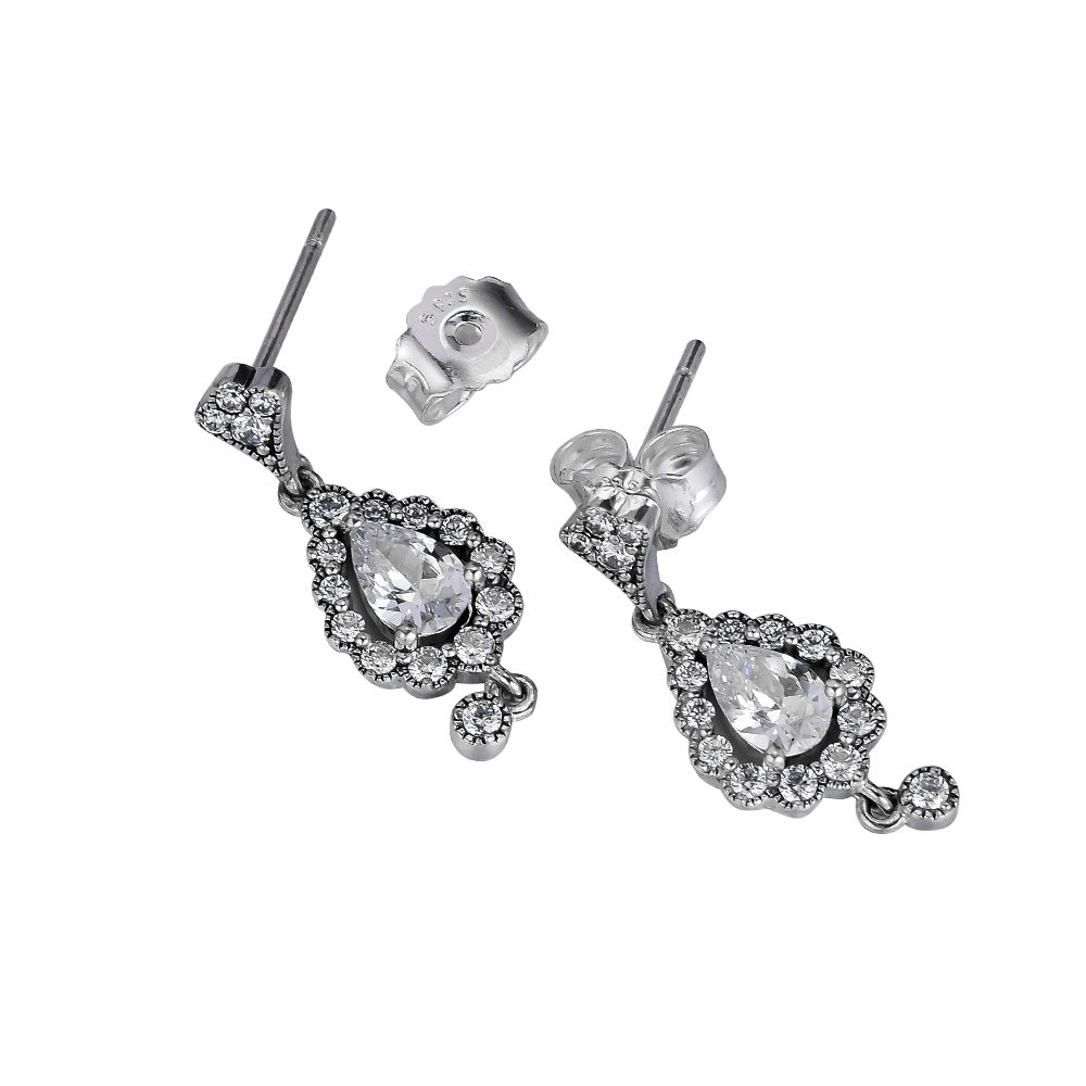 Authentic 925 Sterling Silver Heraldic Radiance Earrings With Clear CZ for Women DIY Fine Jewelry SLE133